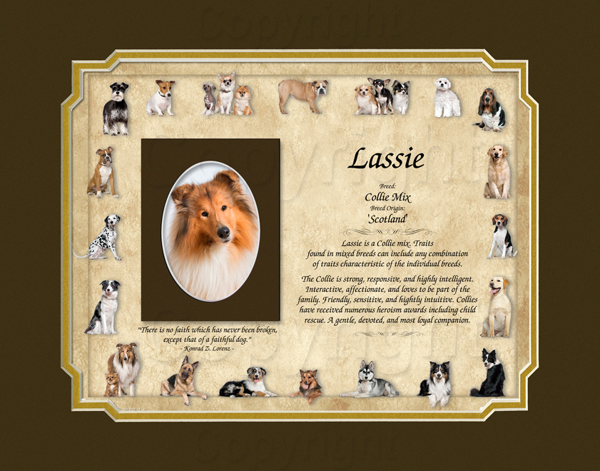 Dog Breed Keepsake - 11x14 Mat with photo