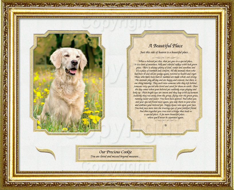 Dog Memorial Tribute - 11x14 frame & mat 5x7 photo