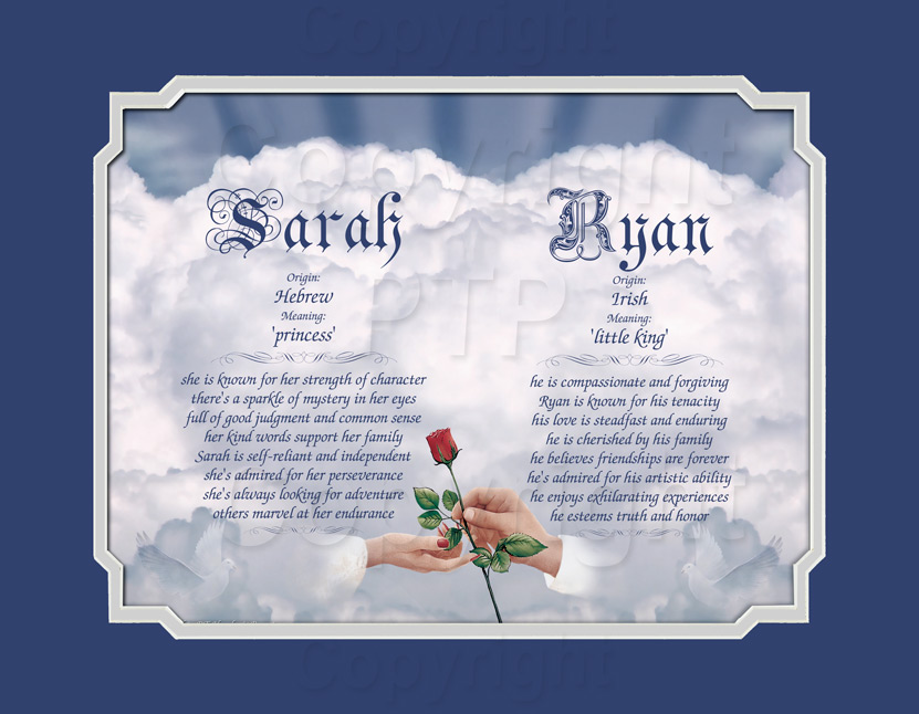 DUAL FIRST NAMES MEANING SCROLLS  & ORIGIN GIFT IDEA 